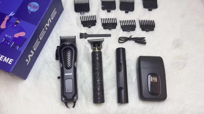 WEEEME 4pcs Men'S Electric Hair Clipper, Nose Hair Clipper, Shaver Set - Wireless USB Charging Professional Hair Clipper Set with Lithium Battery - His Ideal Gift, Hair Accessories | Modern Hair Clipper Tools