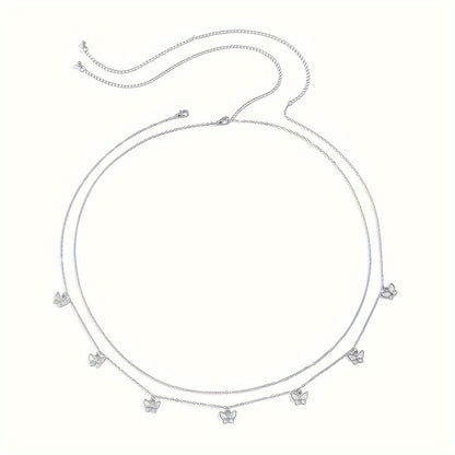 A Set Of 2 Fashionable Golden Butterfly Waist Chains, Suitable For Women To Wear As Sexy Belly Body Jewelry For Daily Use Or As A Gift.