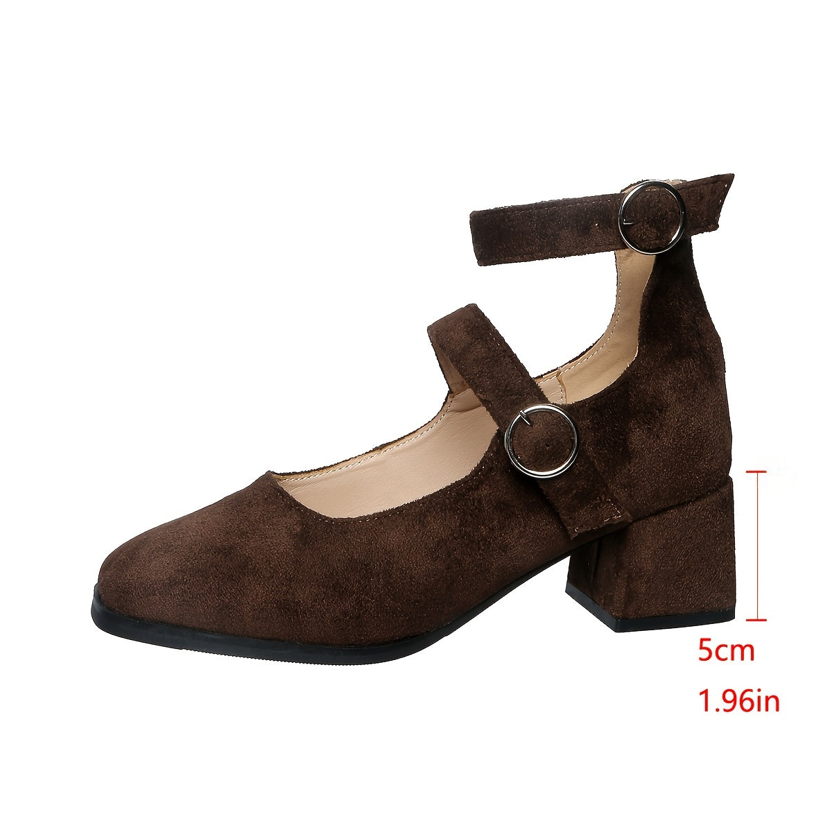 Women’s Casual Mary-Jane Shoes with Double Buckle & Block Heel