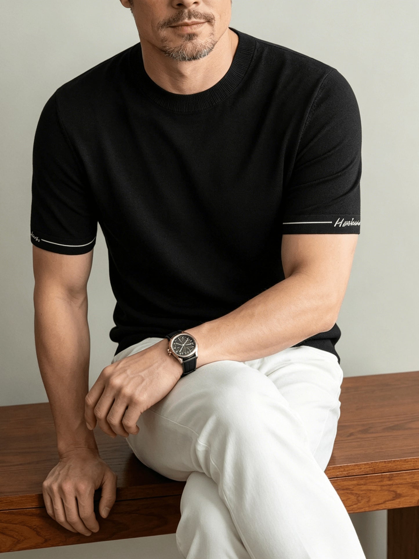 Men's Casual Crew Neck Knit Short Sleeve Summer Shirt