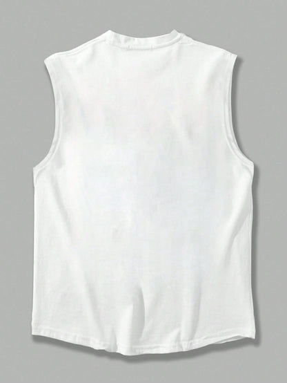 Տպել Հարմարավետ շնչառական վերնաշապիկ, տղամարդկանց պատահական ձգվող անթև վերնաշապիկ ամառային մարզասրահի մարզումների համար բասկետբոլ