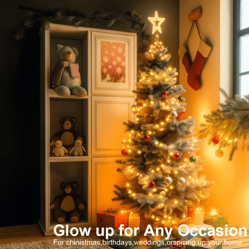 , USB LED string light, 100/50/30/10 LEDs, USB-Powered Christmas Tree & Fairy Lights, warm white, Ideal for Christmas, Halloween, Thanksgiving, wall decorations, autumn decorations, bedroom, living room, wedding, party, birth