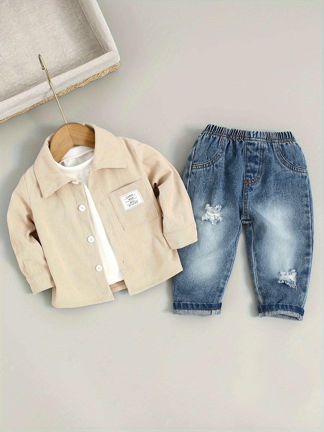Boys' Cotton Blend Shirt and Jeans Set for Fall/Winter