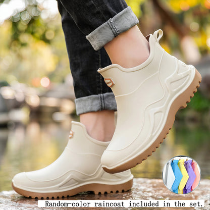 Men's Lightweight Short Rain Boots with Slip-On Comfort