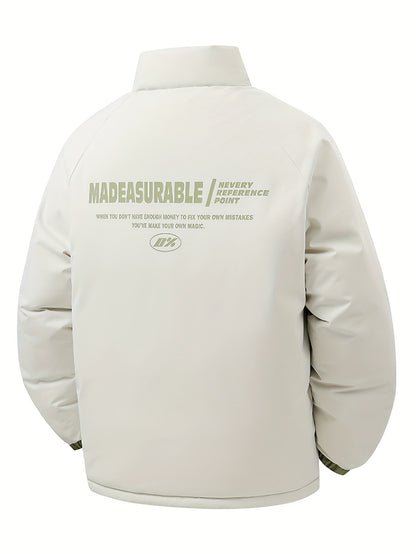 Men'S Heavy-Duty Thermal Jacket - Double-Sided Winter Coat with Full-Zip Closure, Soft Non-Stretch Fabric, Stand Collar - Cold Weather Outerwear for Office, Commuting, Thick, Outdoor - Easy-care Polyester Jacket, Winter Jacke