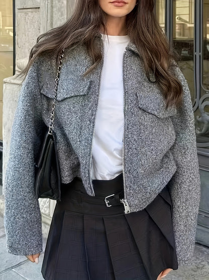 Women's Casual Short Polyester Jacket for Spring & Fall