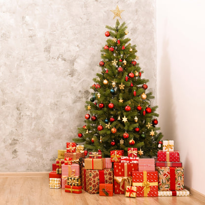 48 Red Christmas Tree Ornaments - 3cm Plastic Decorations, Includes 16 Glittery Miniature Trees with Strings for Christmas Tree Decoration and Holiday Décor,gift for new year,Valentine's Day