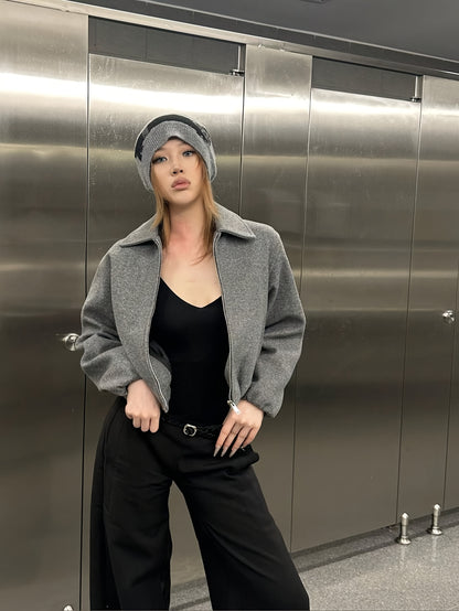 OUTTA BOX Աշուն/Ձմեռ առօրյա նորաձև էլեգանտ թվիդե թռիչքային բաճկոն կանացի երկար թևքերով վերարկու