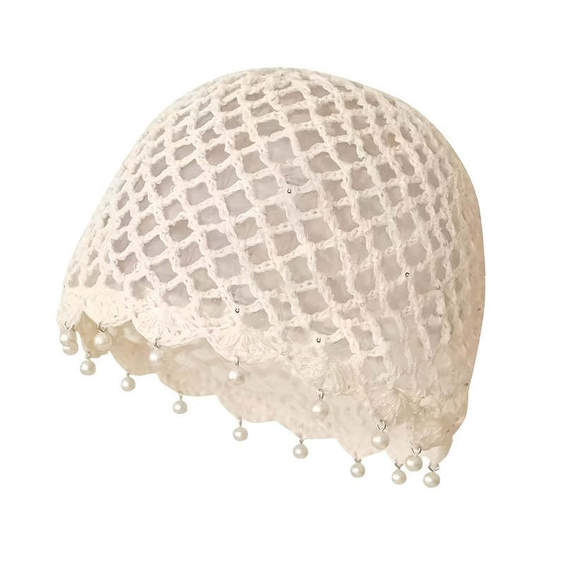 Lightweight Gray Crochet Hand-Hollow Brimless Hat for Women