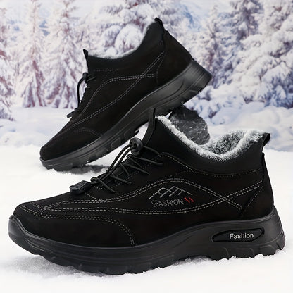 Men's Warm and Comfortable Winter Snow Shoes - Non-Slip Ankle Boots for Outdoor Hiking and Trekking with Plush Lining