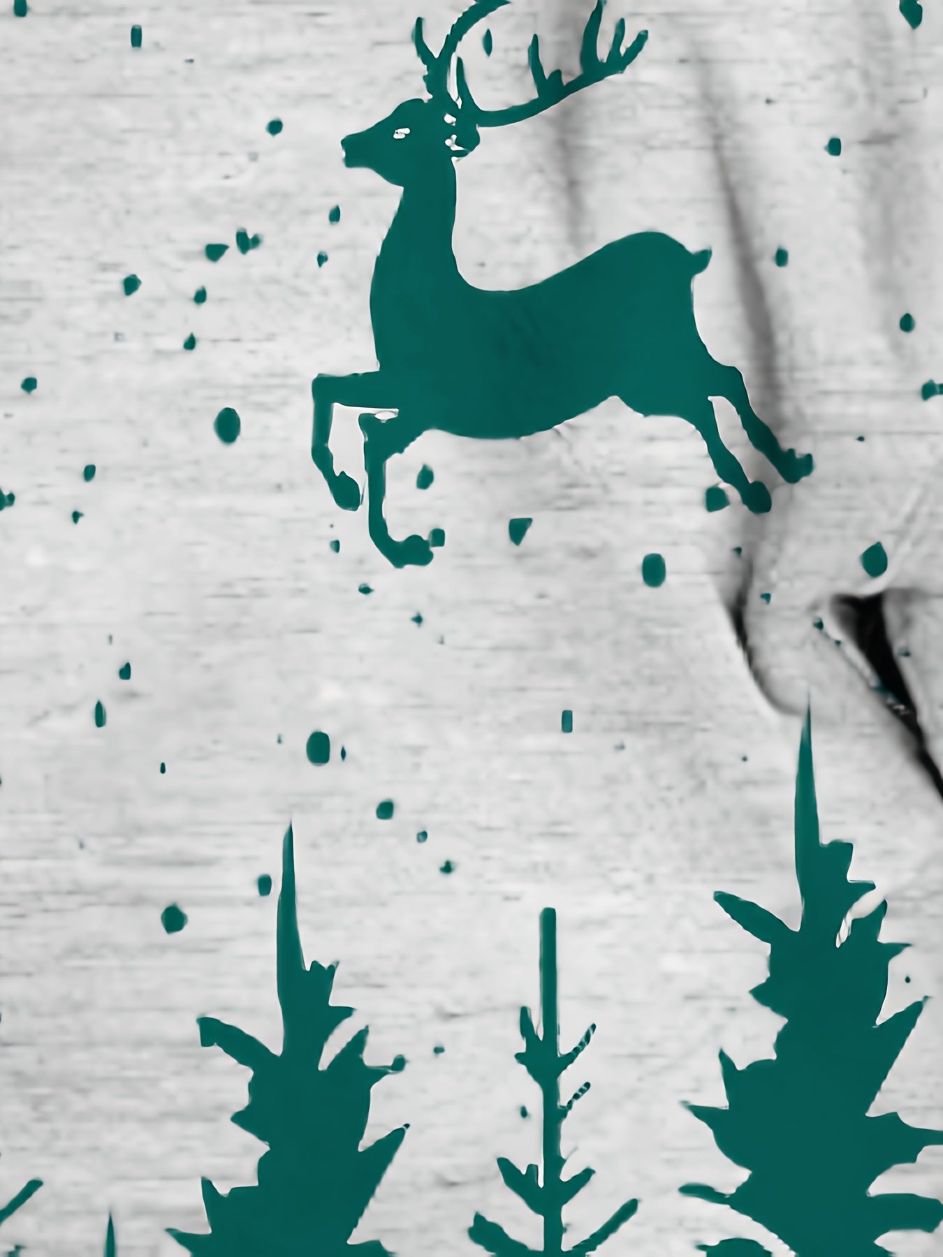 Men'S Plus Size Long Sleeve Henley Shirt with Forest & Deer Application, 100% Polyester Knit Fabric, Regular Fit Sporty & Party Top with Collared Neck and Slight Stretch - Printed Design