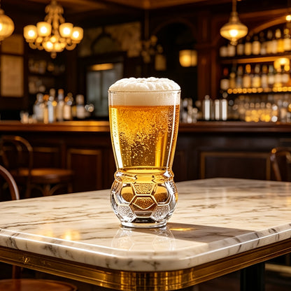 Creative Soccer Beer Glass Cup with Plaid Design, Multipurpose