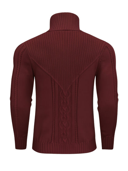 Men'S Casual Winter High Neck Turtleneck Sweater | Black Solid Color, Medium Stretch Fabric, Regular Fit, Hand Wash Only, Sleek Knitwear, Long Sleeve, Rib-Knit Detail