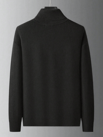 A Men'S Turtleneck Sweater Featuring Vertical Stripes, Designed for a Slim Fit with a Soft And Skin-Friendly Texture. The Textured Design Offers a Neat Appearance Without Being Cumbersome. This Style Is Suitable for Various O