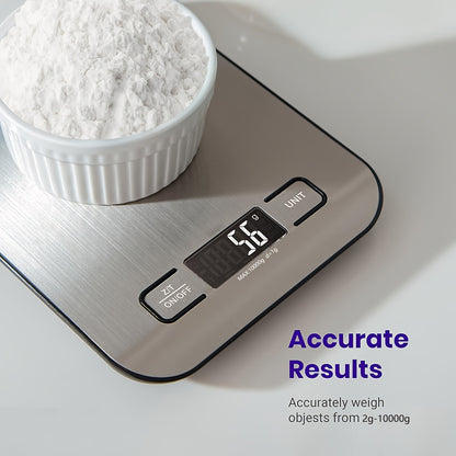 1pc High-Precision Digital Kitchen Scale, 22lb/10kg Capacity, Stainless Steel with LCD Display, Tare Function, Easy Clean, 6 Unit Measurements (g, oz, lb, kg, lb-oz), Ideal for Baking, Cooking, Coffee, and Packaging