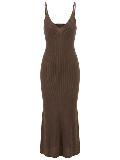 Women’s Elegant V-Neck Bodycon Sweater Dress for Spring-Fall