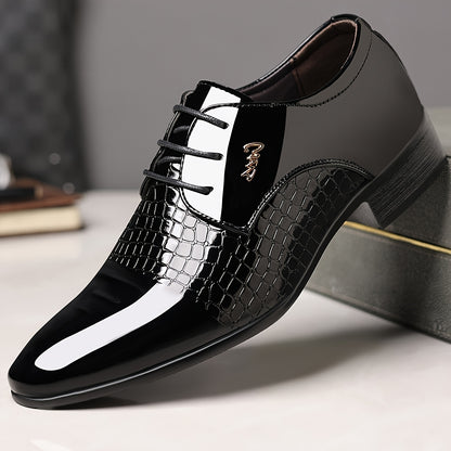 Men's Dress Shoes, British Style Elegant Lace-up Pointed Toe Loafers, Wedding Shoes, Gift for Men, Youth Formal Business Casual Shoes, Black - ayq