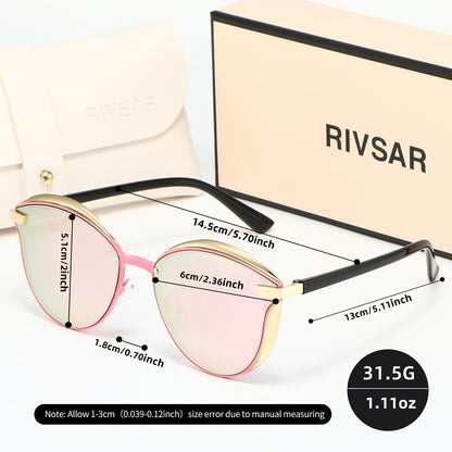 Unisex Cat Eye Polarized Sunglasses Lightweight Metal Frame
