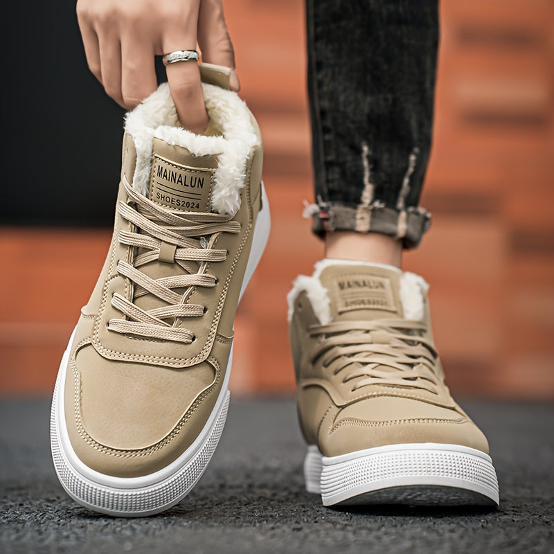 Տղամարդկանց միջին բարձրության կոշիկներ՝ տաք, փափուկ երեսպատմամբ, հարմարավետ ձմեռային դրսի զբոսանքների և քայլքի համար, ձմեռային կոշիկներ