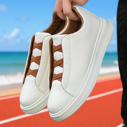 2025 New Men'S Breathable Genuine Sneakers - Summer Versatile Trendy White Shoes / Slip-On Casual Sports Shoes - ayq