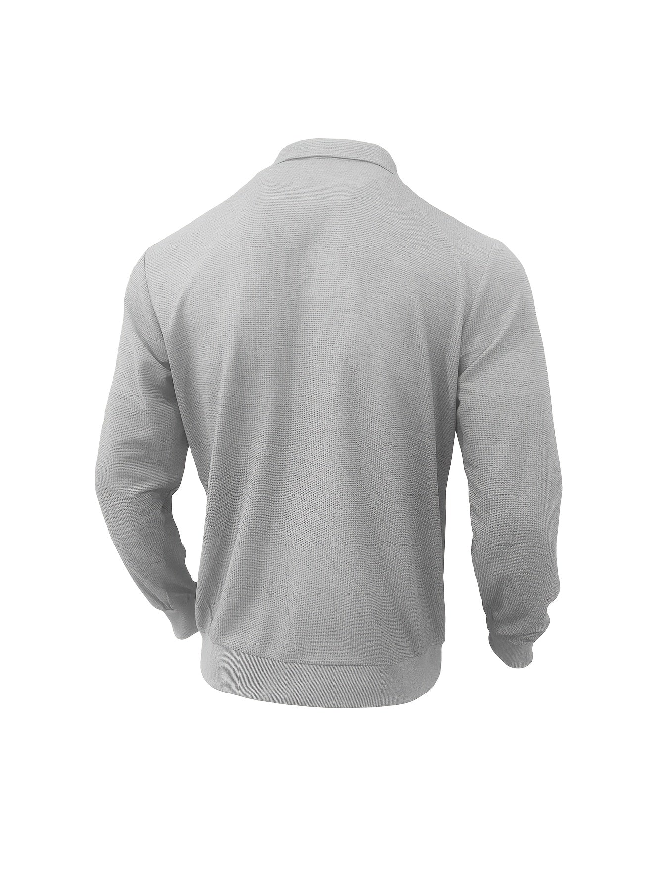 Men'S Lightweight Waffle-Knit Zip-Up Jacket - Casual Long Sleeve with Pockets, Loose Fit for Spring & Fall, Gray, Perfect for Outdoor Activities, Running, and Evening Outings, Spring Fall Clothing | Waffle Texture | Durable C