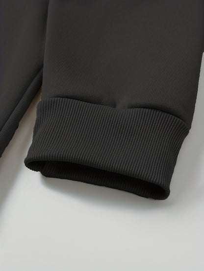 Men'S Minimalist Red & Christmas Tree Print Hooded Sweatshirt - Long Sleeve Casual Pullover with Piping, Regular Fit Winter Warmth for Holiday Parties, Outdoor Activities & Casual Attire, Christmas Sweatshirt, Seasonal Fashio