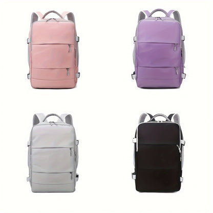 Multi-Functional Travel Backpack for Women, Casual Style, Large Capacity, Lightweight, USB Charging, Adjustable Straps, Shoe Compartment, Zipper Closure, Polyester Lining, Sewing Thread Detail, Wet Wipe Clean, for Business Tr