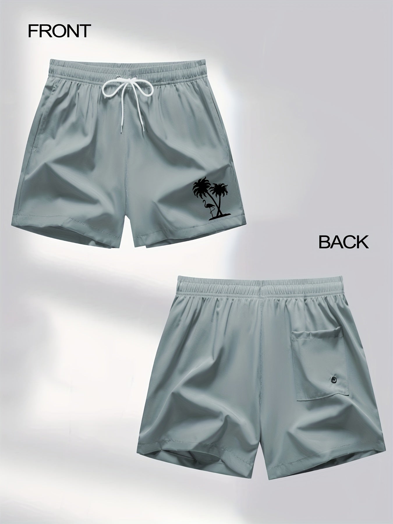 Men's Quick-Dry Flamingo Print Lightweight Beach Shorts