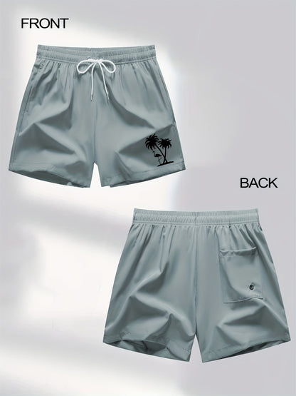Men's Quick-Dry Flamingo Print Lightweight Beach Shorts