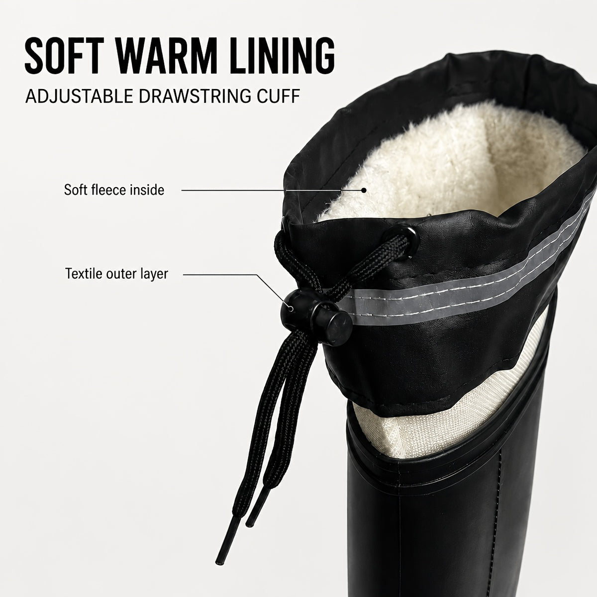 All-Season Tall Waterproof Rain Boots with Fleece Lining