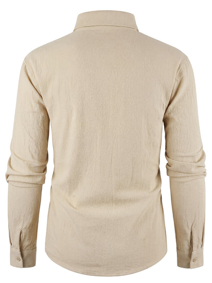 Men's Linen Casual Shirt Solid Color Lapel Breathable Top