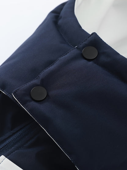 Men'S Casual Motorcycle Jacket, Warm Pilot Fashion Top 6023, 100% Polyester Hooded Collar with Alphabet Pattern, Long Sleeve Regular Fit, Non-Stretch Woven Fabric, Zipper Placket, with Pockets - 280gsm