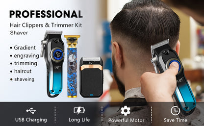 LQT 1pc/2pcs/3Ppcs Electric Hair Clipper Set/Designed for Men/Unique Graffiti Style/Men'S Grooming Kit/Beard Trimmer And Razor/Portable Home Hairdressing Tool/Men'S Gift/Father'S Day/Birthday Gift/Christmas Gift