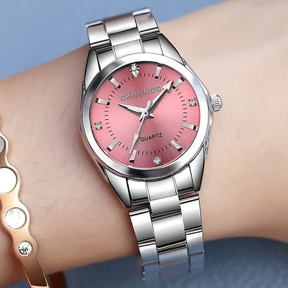 CHRONOS Women'S Fashionable Casual Quartz Watch Features a Stainless Steel Strap, Perfect for Business Elegance And Sophistication. This Exquisite And Compact Outdoor Sports Watch Is Ideal for Daily Wear And Outings, Making I