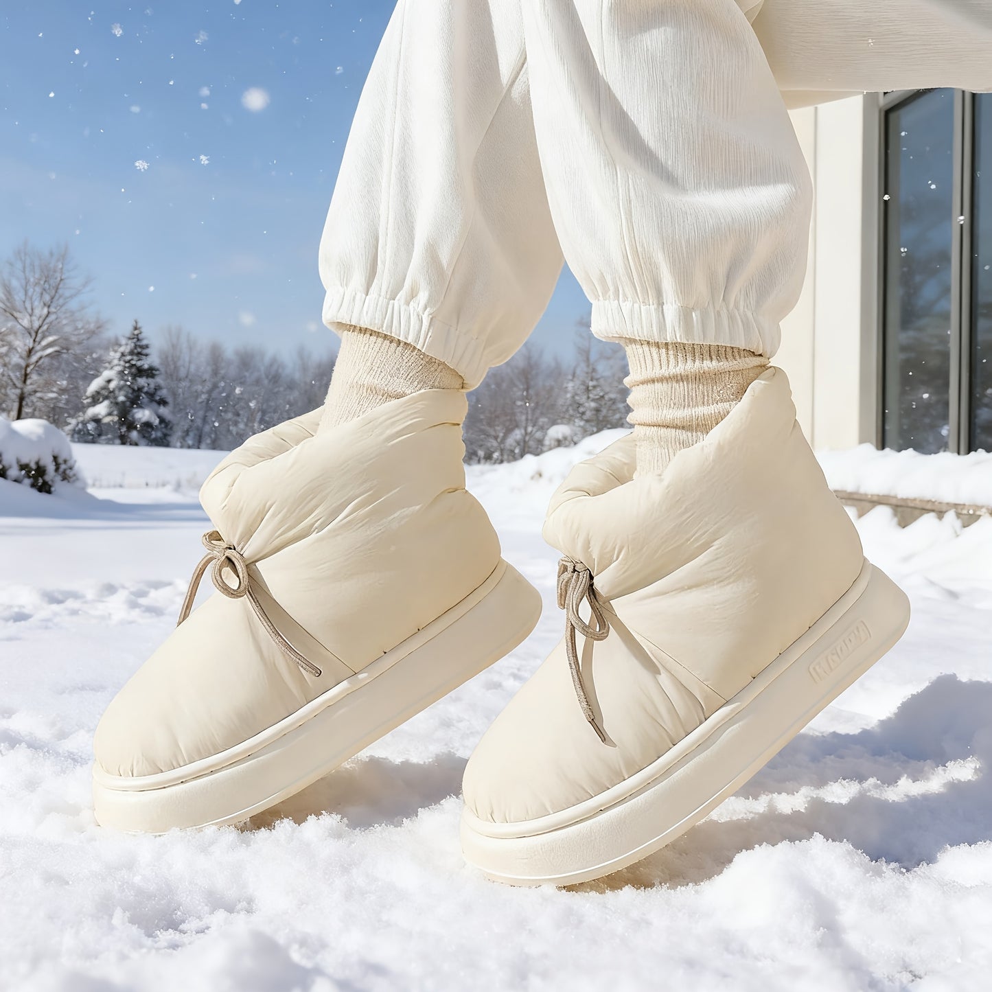 Տղամարդկանց և կանանց ձմեռային կոշիկներ՝ փափուկ աստառով, փափուկ գործվածքից պատրաստված վերին մասով և EVA ներբանով, կլոր քթով կարճ կոշիկներ՝ ներսի/դրսի համար, ունիսեքս առօրյա կոշիկներ՝ սև/մոխրագույն/մուգ կապույտ գույներով - All-Season Com