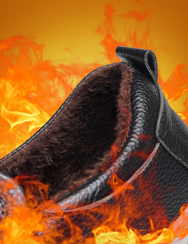 Men's Winter Warm Cowhide Boots - -Weather Traction Rubber Sole & Soft Fabric, Low-Top Short Boots Suitable for Daily Wear, Parties, - Fit for Fall/Winter (Boots Can Be Dressed up or)