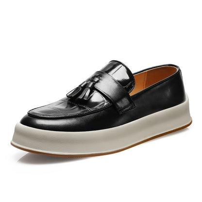 Men's Business Casual PU Loafers with Tassel, Non-Slip Durable Shoes