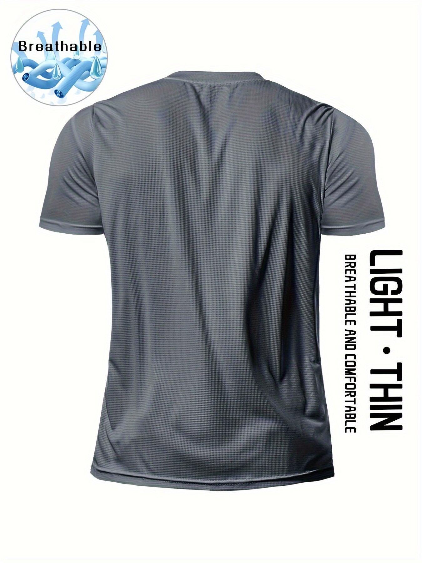 Տղամարդկանց պինդ սպորտային վերնաշապիկ, Active Breathable Short Mee Slim-fit Crew Neck Tee, Տղամարդու հագուստ բացօթյա համար