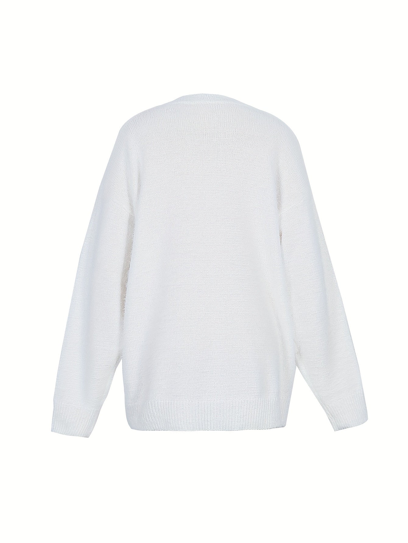 Մեծ չափս - Կանացի հարմարավետ դեղին V-ձև օձիքով սվիտեր՝ մարգարիտ կոճակներով և բրդյա եզրերով թևքերով - Ասիմետրիկ եզր, երկրաչափական նախշ, առօրյա ձմեռային սվիտեր առօրյա հագուստի համար, Ձմեռային հագուստ | V-ձև օձիքով սվիտեր | Մարգարիտ կոճակների մանրամասներ, Sw