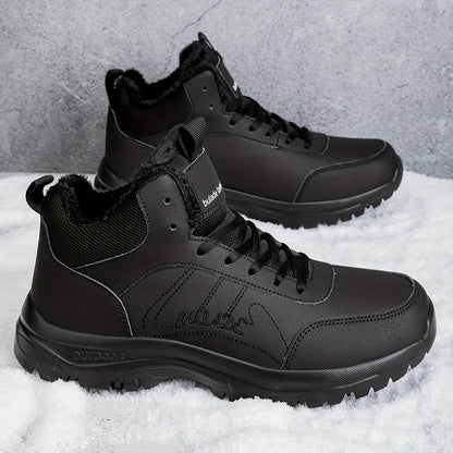 Տղամարդկանց ձմեռային բարձրակրունկ կոշիկներ - վերևի մասը, փափուկ ծածկույթ և փափուկ ներբան, չսահող MD ներբան, շագանակագույն/սև արշավային կոշիկներ ձյան, սառույցի և ցուրտ եղանակի համար - թեթև և դիմացկուն ամենօրյա ձմեռային կոշիկներ արշավների համար