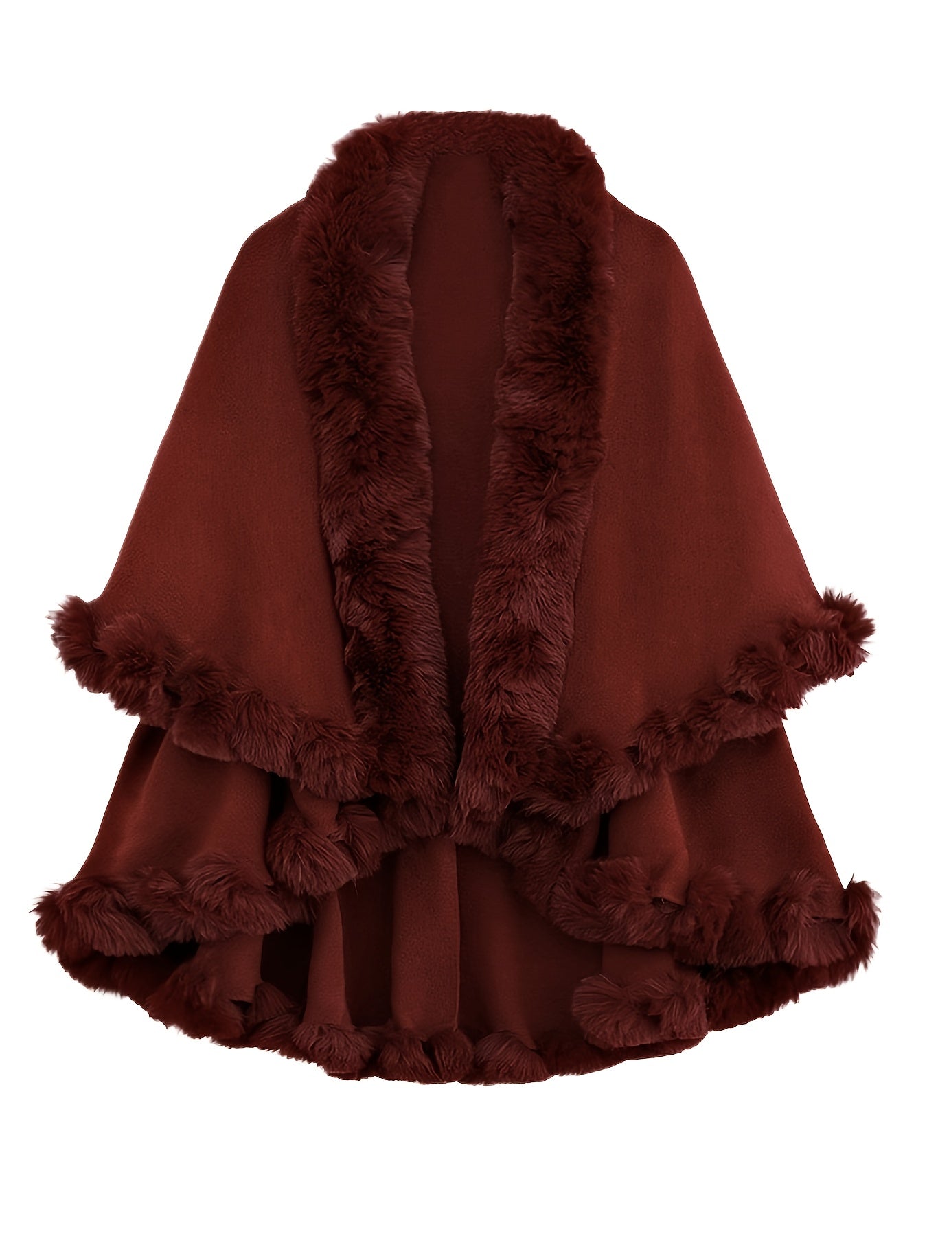 Մեծ չափս - Մեծ չափս - Մեծ չափս - Մեծ չափս, կանացի էլեգանտ կարմիր արհեստական ​​մորթուց վերարկու - ձմեռային տաքություն, ոչ ձգվող, պաշտոնական և ամենօրյա վերնազգեստ՝ կոնտրաստային օձիքով, հարմար է մեծ չափսերի համար