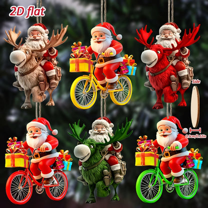 2D Flat, [2D Flat] 6pcs/12pcs Stylish Santa Claus Wooden Hanging Ornaments, Christmas Decoration Set, 2D Wooden Wall Art, New Year Gift Home Décor, Trendy Holiday Party Accessories for Tree, Garden, House & Backpack – Perf