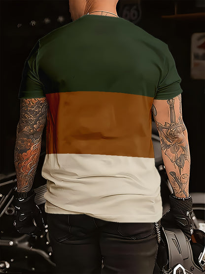 Men'S Novelty T-Shirt - Olive Green to Beige Ombre Gradient, Regular Fit Casual Everyday Shirt for Office  Outings - Modern Minimalist Men'S Fashion Tee, Versatile Clothing, Sleek Design, Comfortable Material, Stylish Top, Y