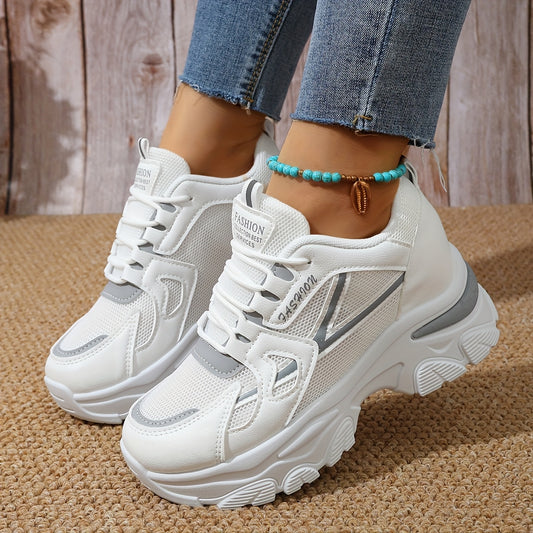 Women'S Fashion Sneakers 2024 - Breathable Mesh, All-Season Low Top Lace-Up Sports Shoes with Plain Toe, Man-Made Upper, Fabric Inner, Faux Sole, and Durable Insole