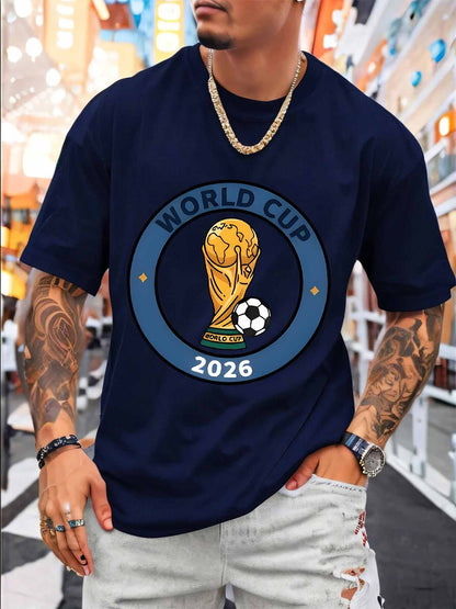 Men's FIFA World Cup Soccer Ball Mesh T-Shirt, Casual Sporty Fit