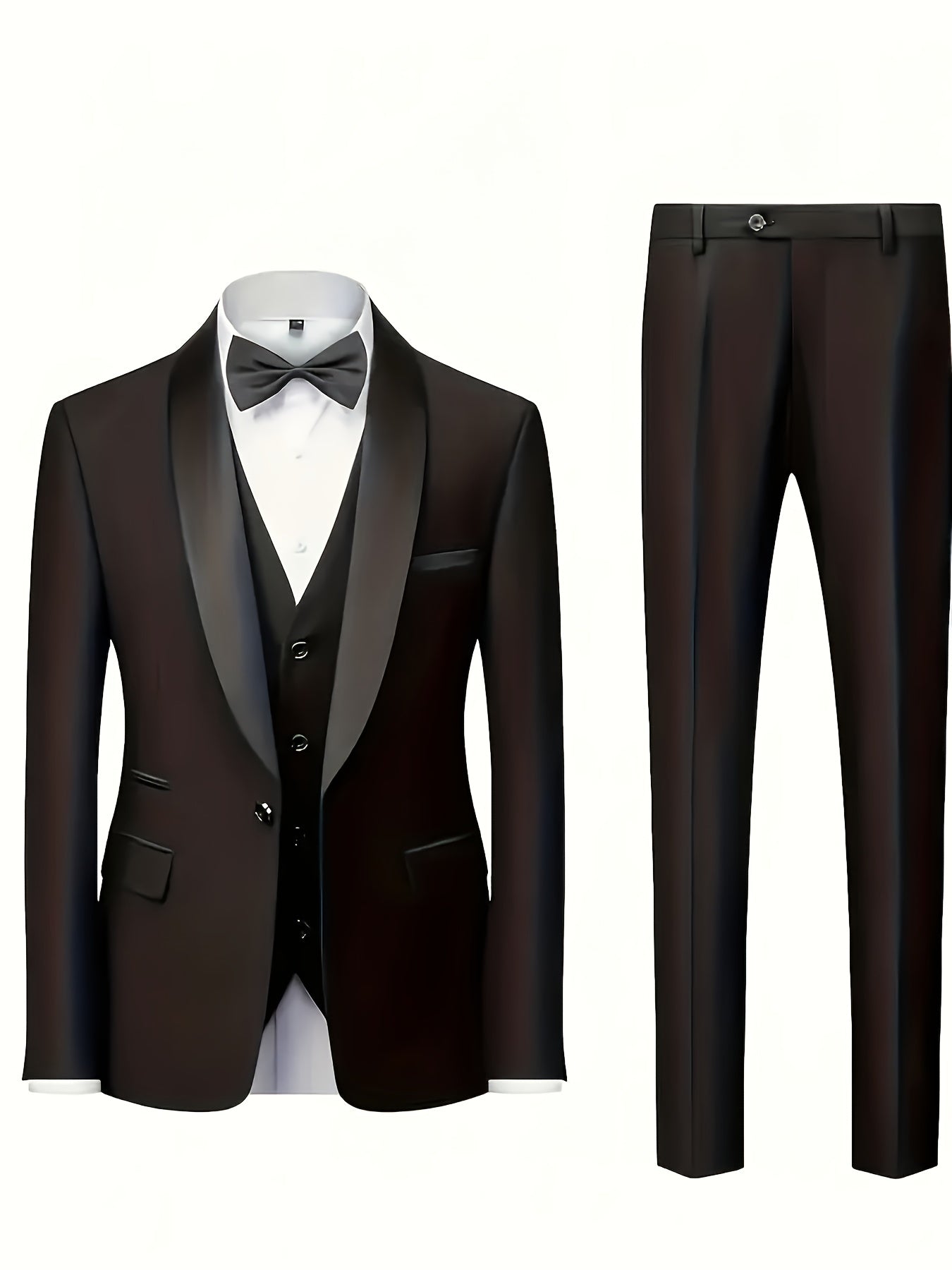 Men's Slim-Fit Notch Lapel 3-Piece Suit with Vest and Pants