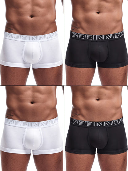 Men's Cotton Boxer Briefs 4-Pack - Breathable, Moisture-Wicking Fit