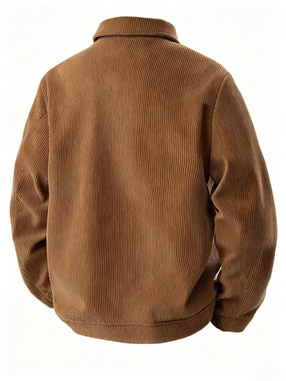 Men's Lightweight Fall Jacket with Lapel Collar and Zipper