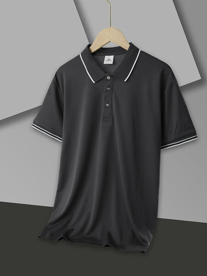 Men'S Quick-Dry Polo Shirt with a Collar for Summer - Breathable, Quick-Drying, Buttoned, Suitable for Beach, Golf, And Casual Office Wear, Smooth Texture Beach Tee - ayq