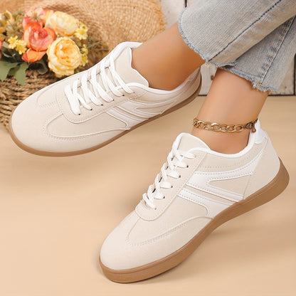 Women's Breathable Knit Sneakers - Lightweight, Comfortable Lace-Up Low Tops in Solid Colors for Summer Walking & Jogging